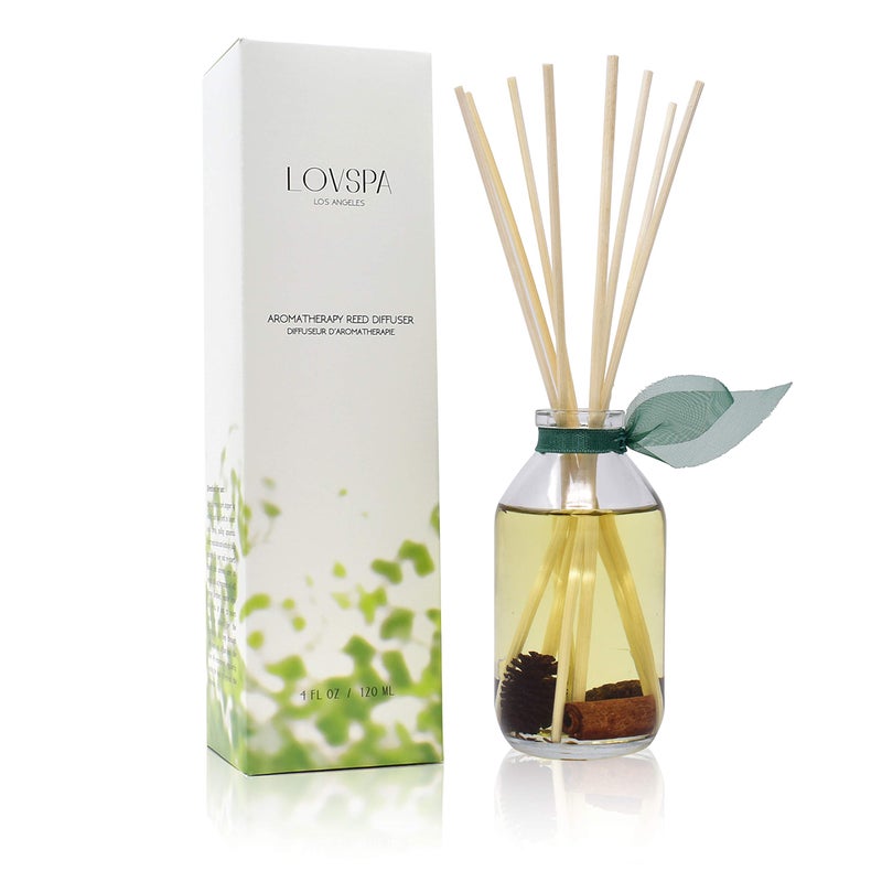 LOVSPA Reed Diffuser Set, Cinnamon Pine Cones Scented Oil Diffuser with Sticks, Home Fragrance Accessories for Bathroom Shelf Decor, Aroma Diffusers for Home or Office Desk, USA Made - Image 1
